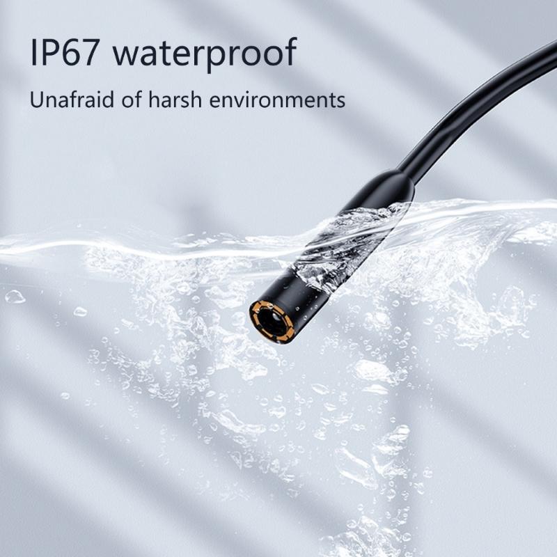 Industrial Sewer Borescope 8mm Flexible Endoscope 2inch Waterproof Camera for Engine Diagnostics Pipeline Maintenance