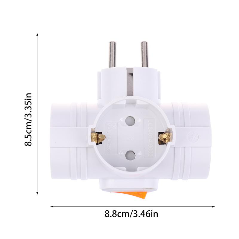 1Pc Wall Socket Extender With Switch 1 To 3 Way Eu Plug Adapter European Standard Power Adapter Multiple Sockets For Home