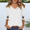 Women's Three-quarter Sleeve Shirt V-neck Loose Casual Spooky Scason Halloween Print Top
