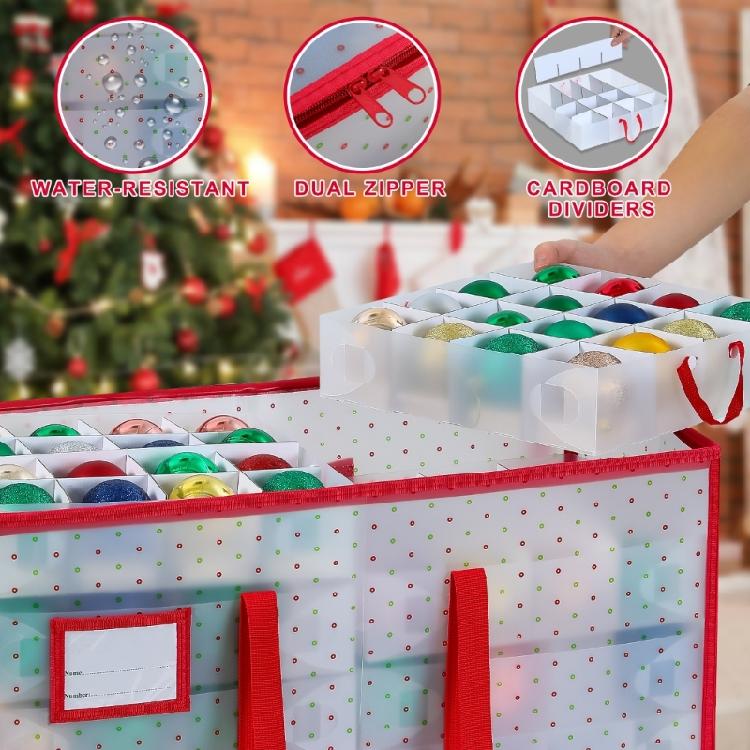 Space Saving Christmas Decoration Container 128 Compartment Organizers PP Materials Zippered Closure
