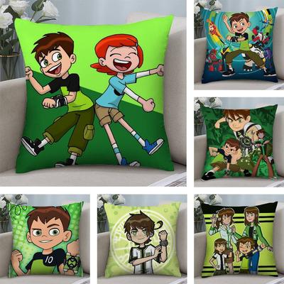Cartoon B-Ben 10 Coole Kussensloop Pluche Stof Zacht Dubbelzijdig Bedrukt Bank Kussenhoes Sierkussenhoezen