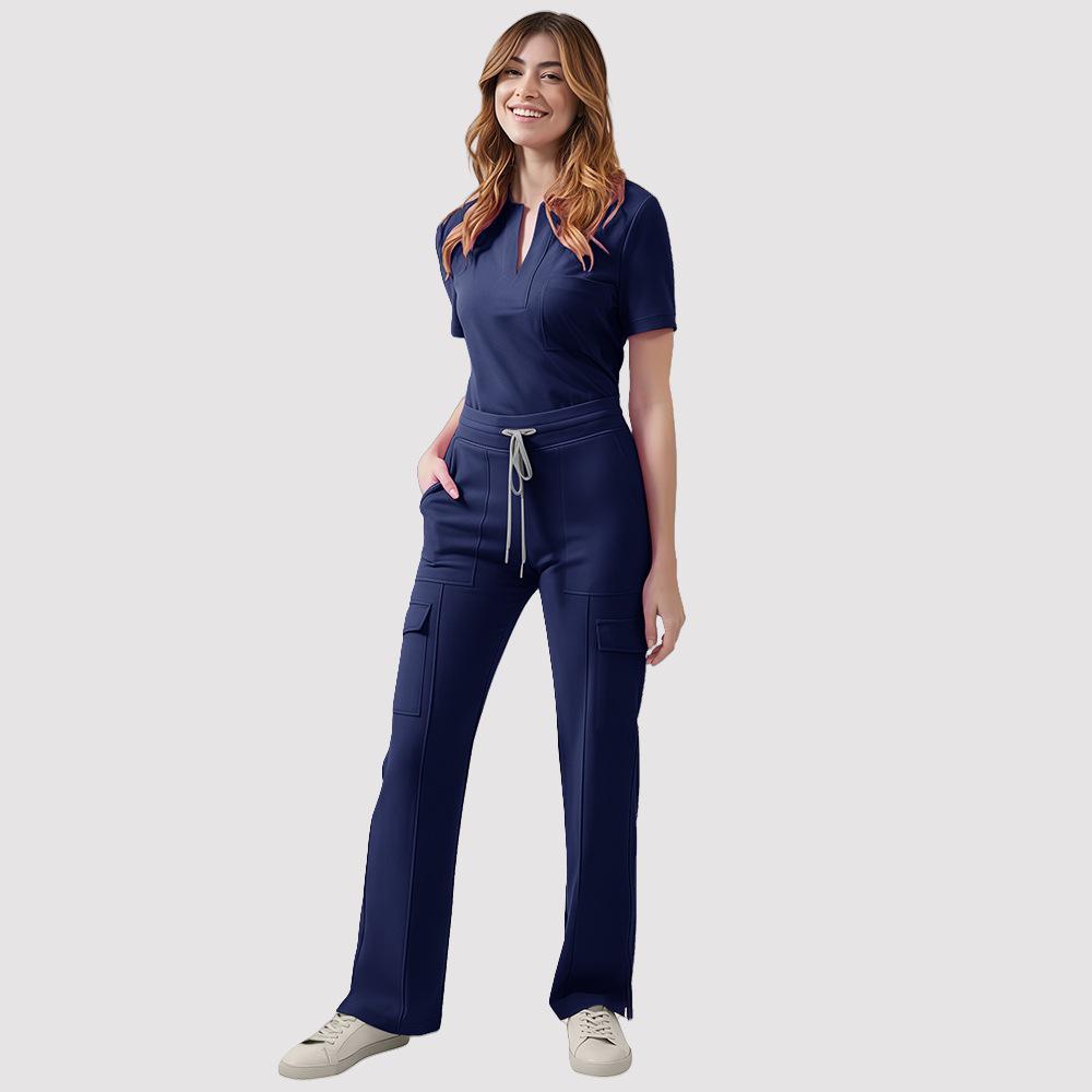 Ensemble d'uniforme médical à col en V pour femmes - Haut et pantalon décontractés
