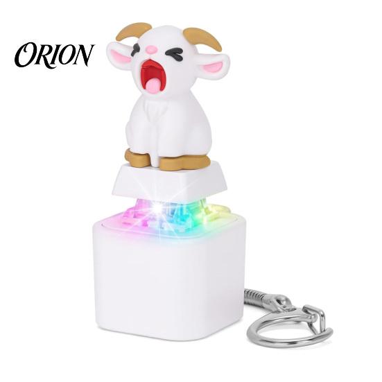 Mechanical Keycap Keychain 1/2/3Pcs Screaming Goat Keyboard Fidget Toy, Rechargeable Sheep Finger Clicker Portable Sensory Toy with Light Sound,