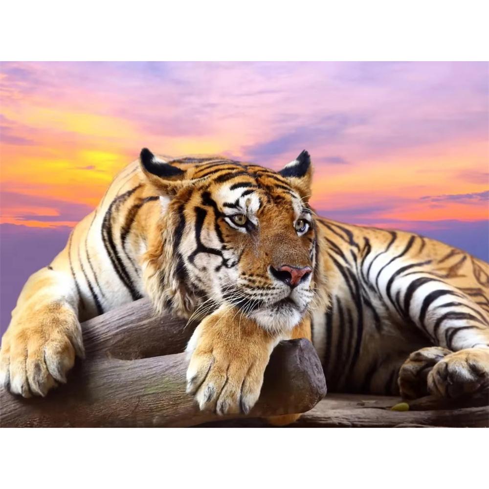 5D DIY Diamond Painting Forest Scenery and Animals Tiger Mosaic Rhinestone Embroidery Full Round Diamond Cross Stitch Home Gift