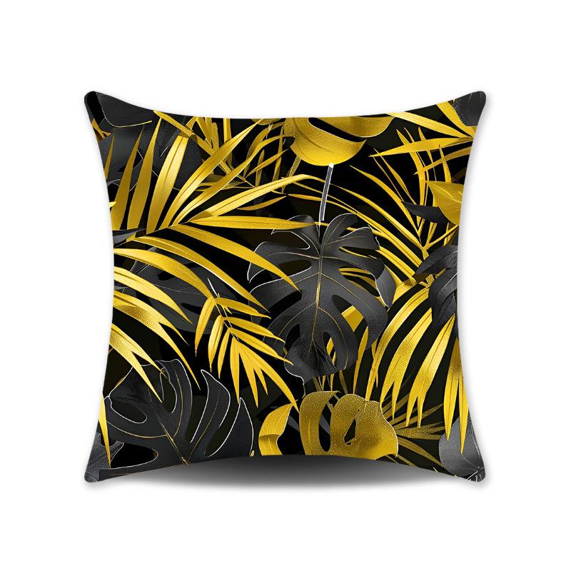 Green Leaves Plush Cushion Cover for Sofa or Bedroom