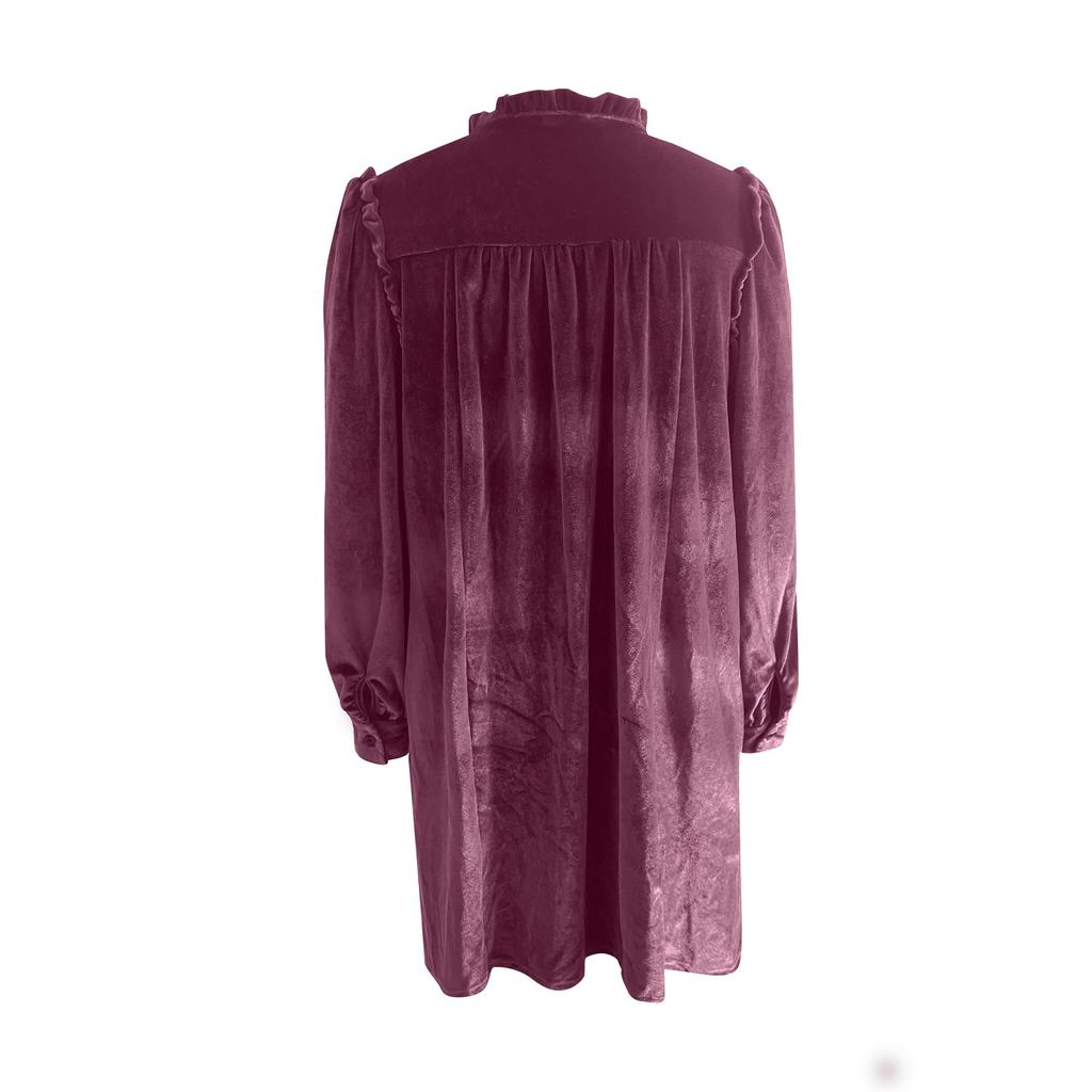 Women's Long Sleeved Solid Color Loose Straight Dress