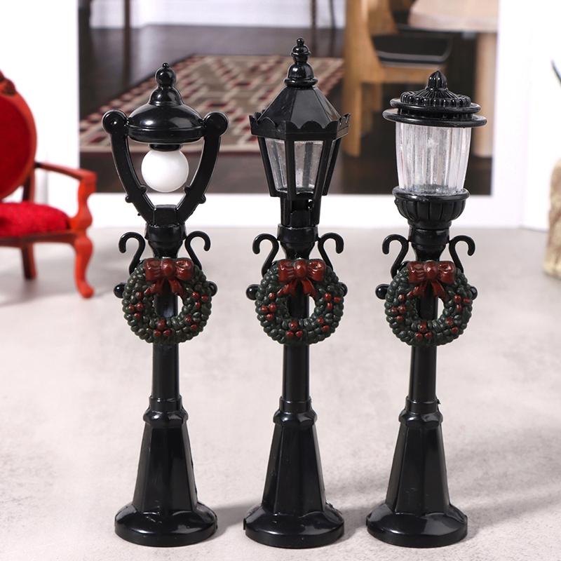 1:12 Dollhouse Miniature Christmas Street Lamp Mini Streetlight Park Decor Toy Doll House Accessories