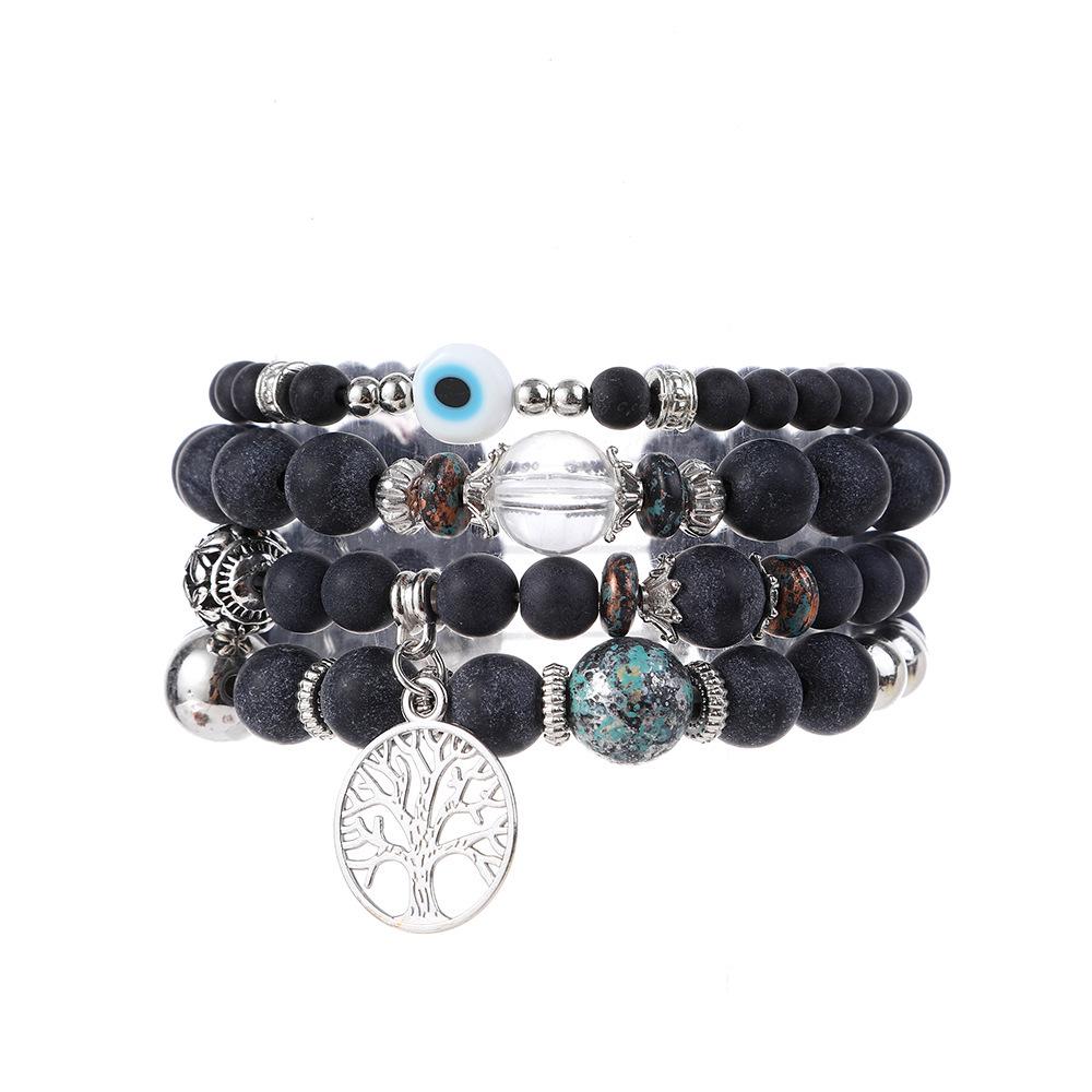 Bohemian Beaded Bracelet Set with Tree of Life Pendant