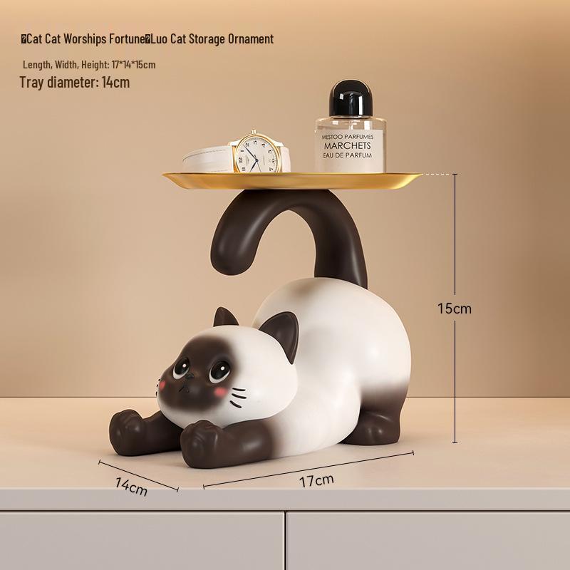 Elegant Siamese Cat Key Holder & Shoe Cabinet Ornament for Hallway or Living Room - Ideal Housewarming Gift