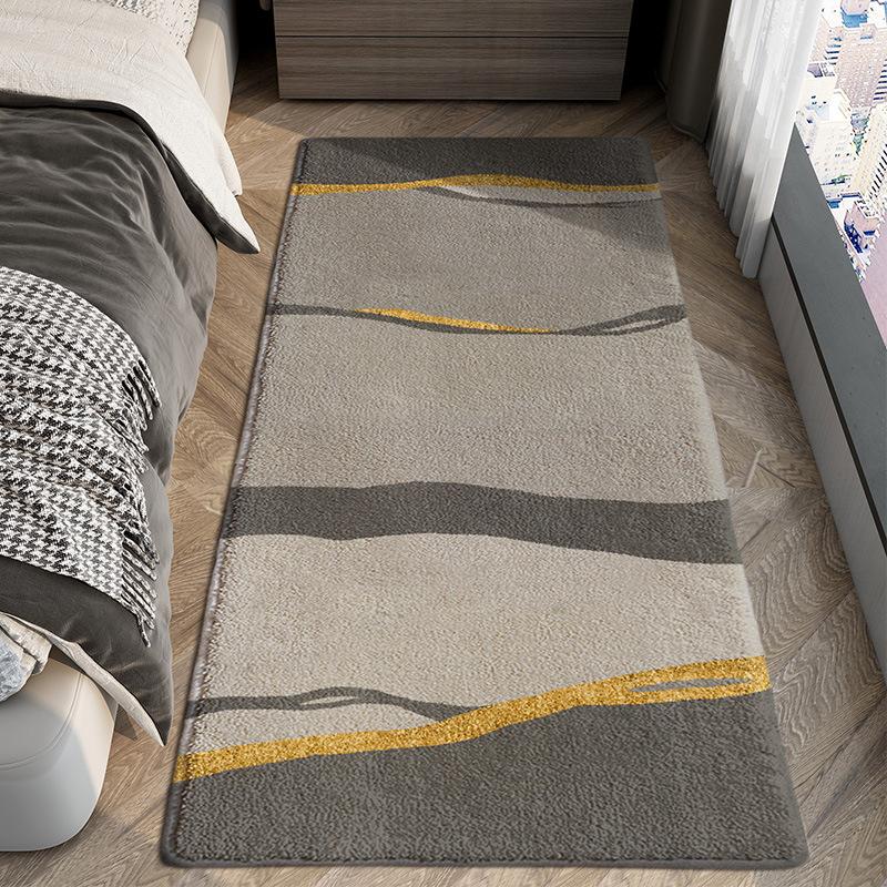 Light Luxury Carpets for Living Room Thick Plush Bedside Floor Mat Modern Style Bedroom Decor Grey Carpet Fluffy Soft Study Rug