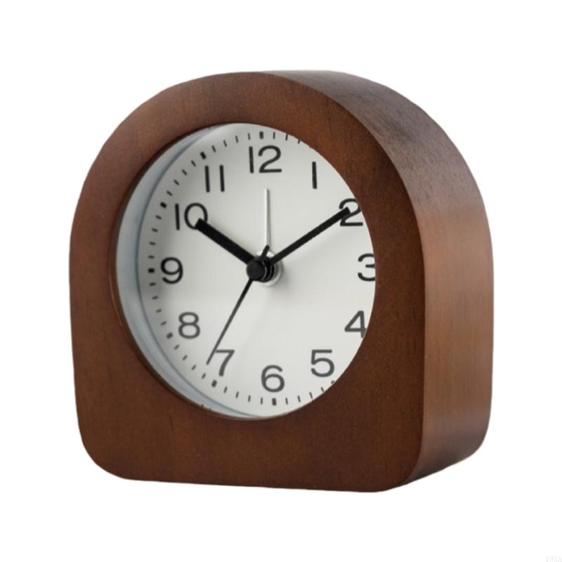 Childrens Bedsides Wood Analog Alarm Clock with Quiet Operations and Gentle LED Glowing Snoozes Function for Kids Room