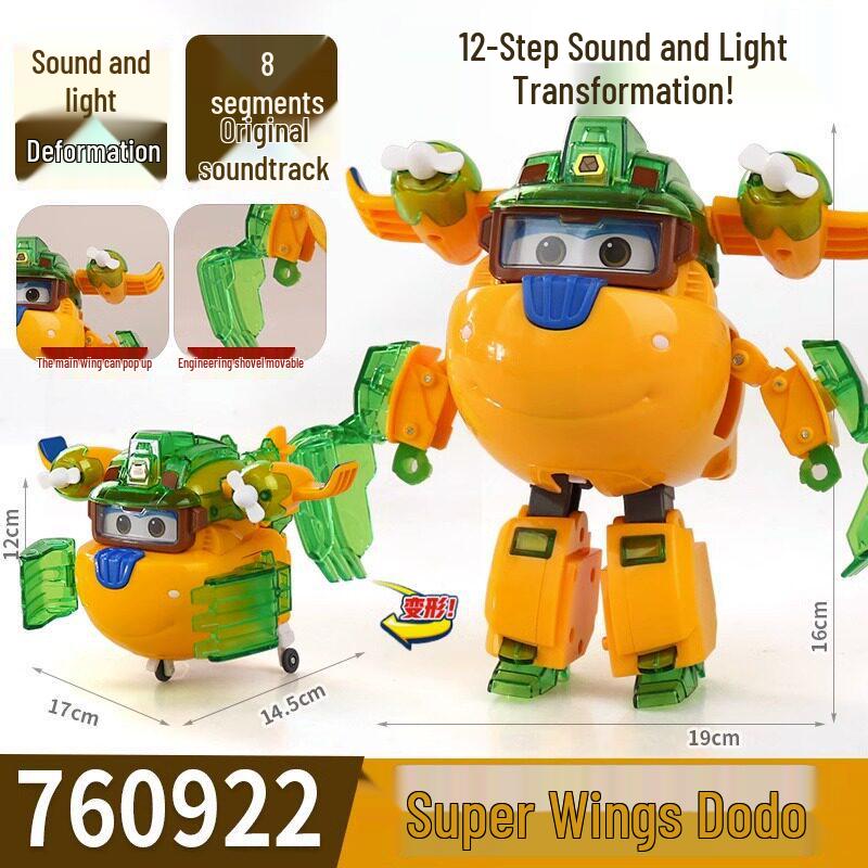 Deluxe Super Wings Transformation Set: Wish Guardian - Le, Di, Xiao Ai, Duo Duo, Bao, Jing, Zhang with Sound and Light Effects.