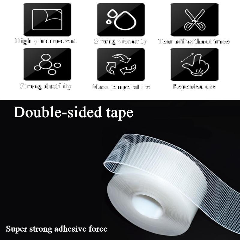 Enhanced 1-Meter Nano Tape – Super Strong Transparent Multi-Functional Tape. Reusable, Ideal For Wall Mounting And Item Organiza