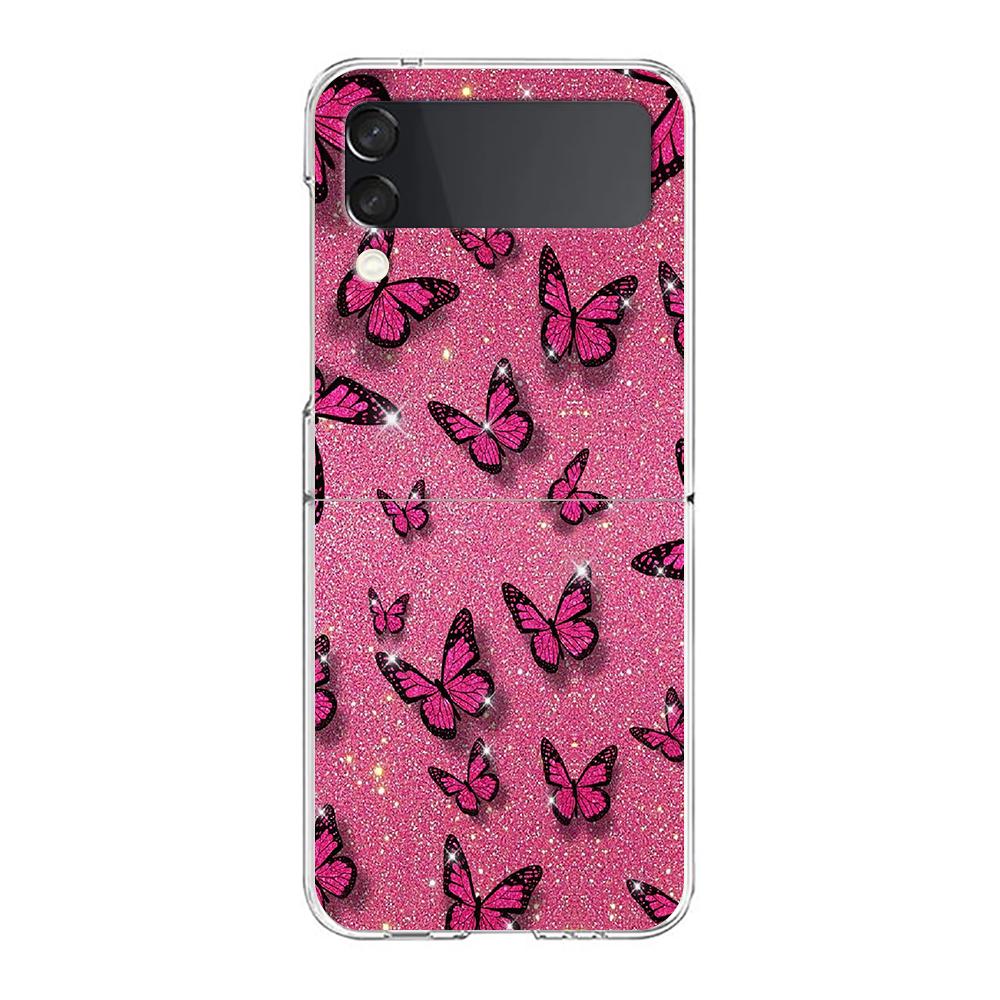 Rose Gold Pink Marble Queen For Samsung Galaxy Z Flip 3 4 5 Hard Folding Clear PC Phone Case For Samsung Z Flip3 Cover Bumper