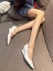 Beautiful temperament small silver high heels women's 2025 new spring special-shaped heel pointed retro wedge heel Mary Jane single shoes