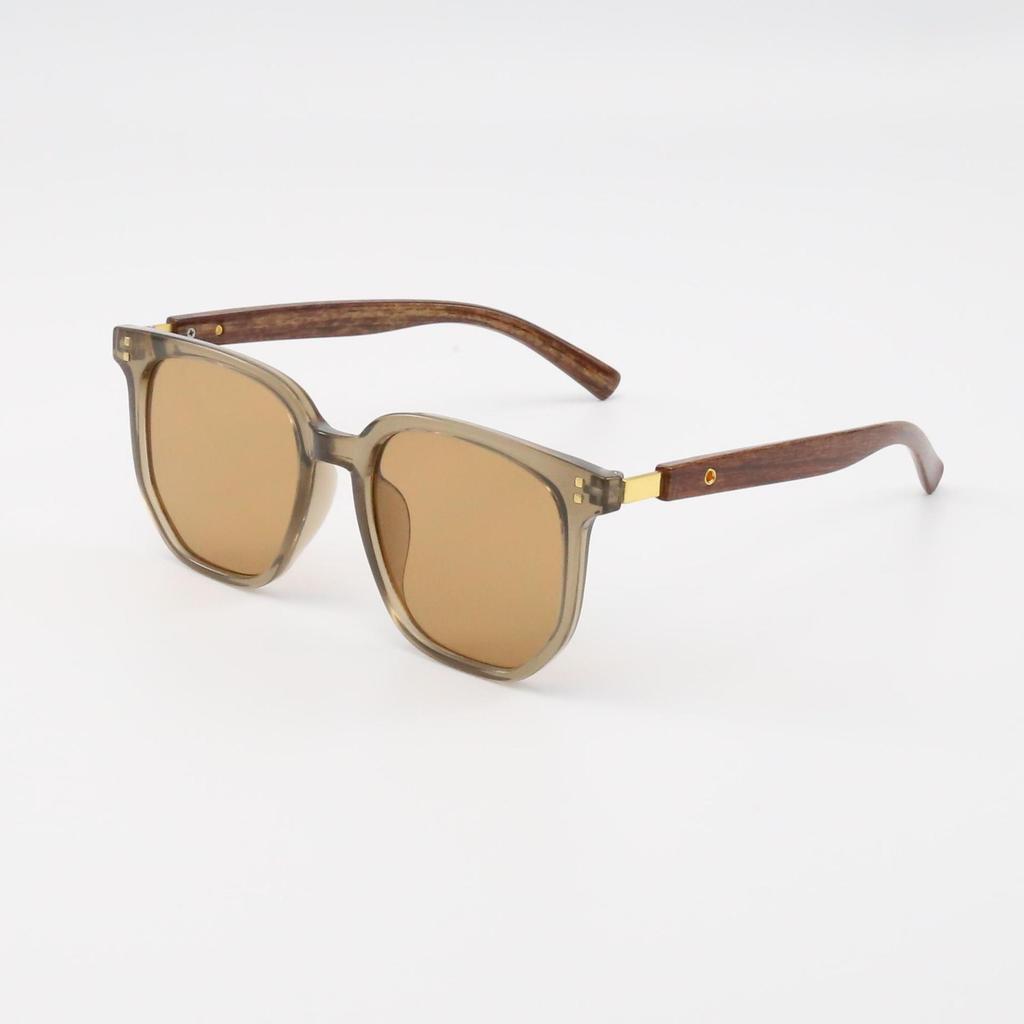 Trendy Square Frame Wood Grain Sunglasses with Brown Lenses - Versatile Style
