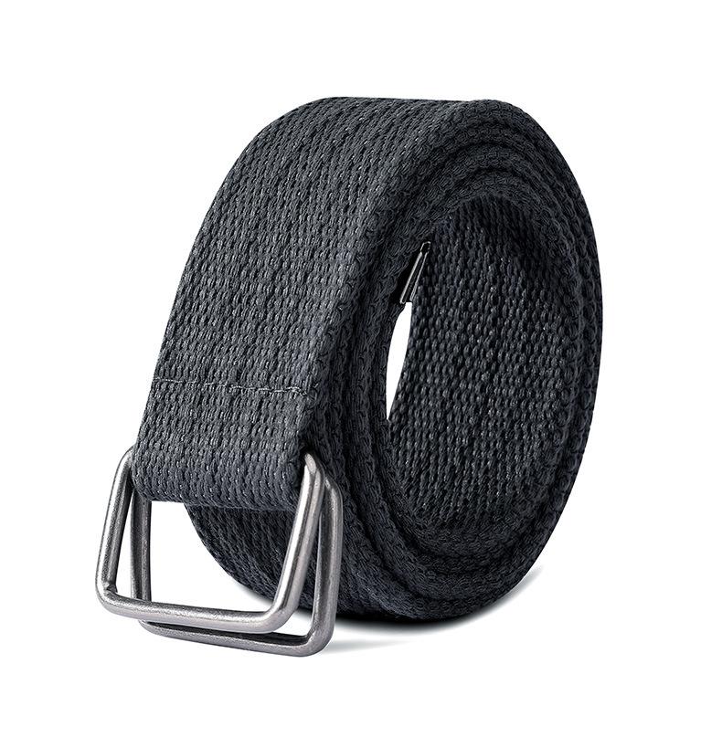 New Simple Double Ring Alloy Buckle Woven Canvas Men Belt Retro Casual Belt For Men