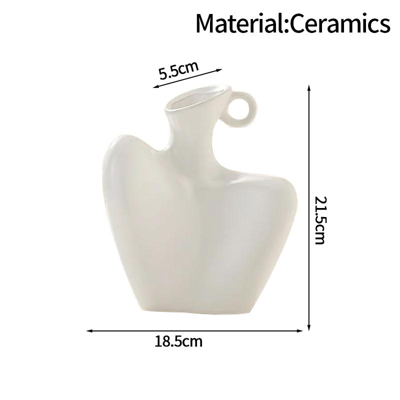 Plastic Flower Vase Modern Simple White Vase Home Room Decoration Ornaments Artistic Plant Pot Interior Decor Table Ornament