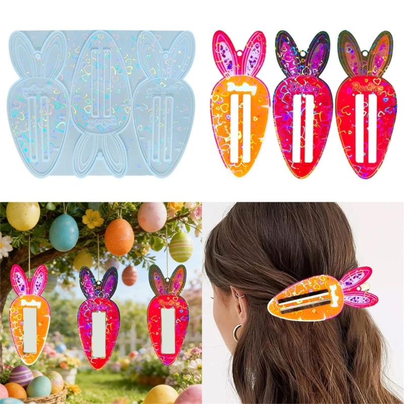 Carrot Shape Hair Clip Mold Small Hair Accessories Moulds Silicone Texture Suitable for Home and School Workshops