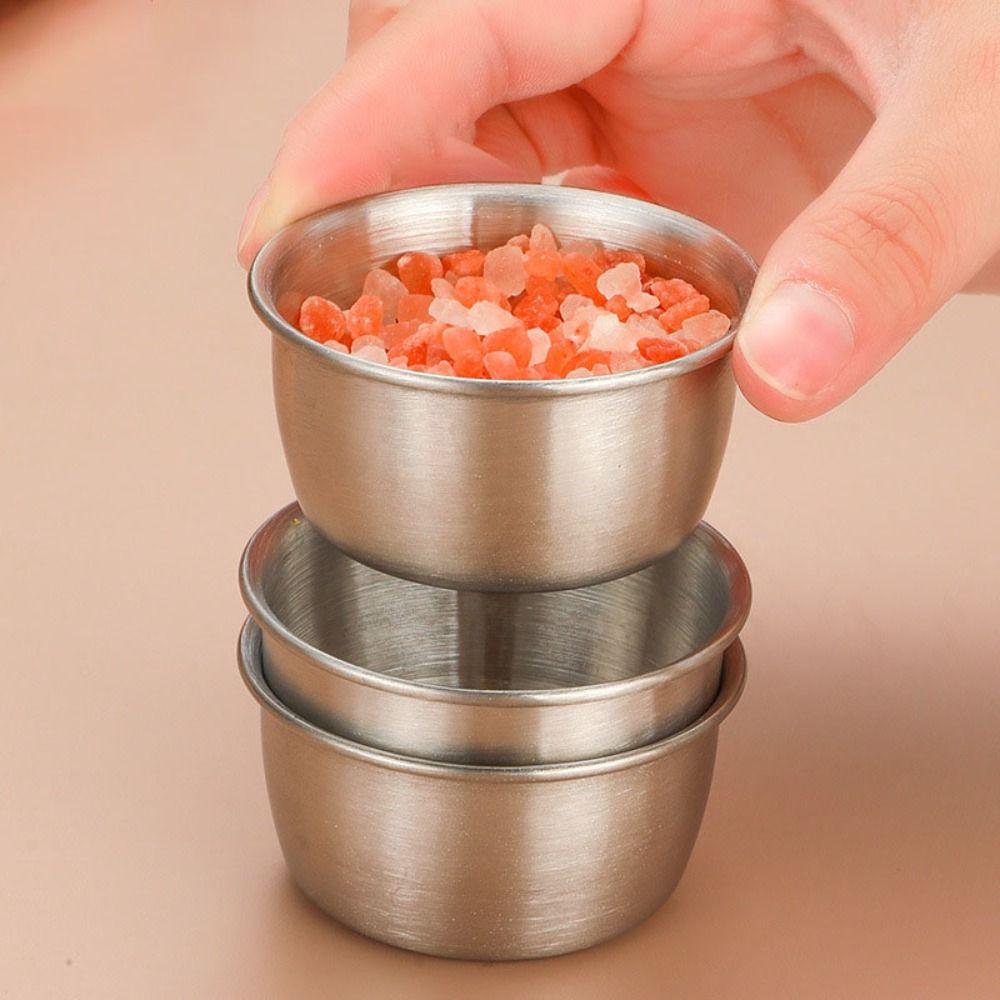 

6Pcs 40ml Salad Dressing Cup 304 Stainless Steel Sauce Seasoning Container Portable Sauce Cup Lunch 6pcs