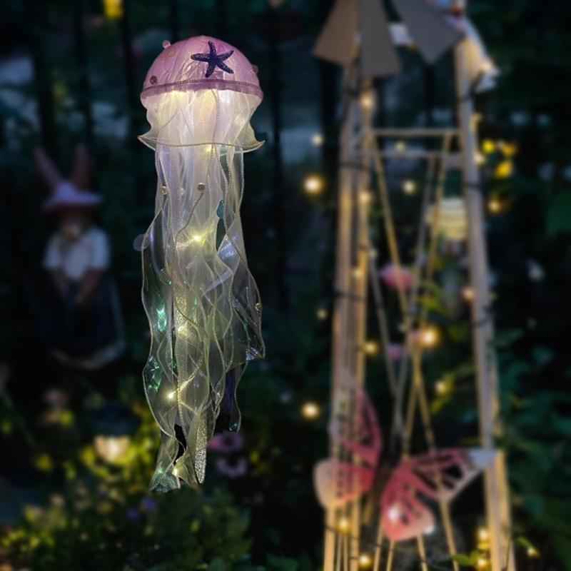 Hanging Jellyfish Light Glowing Night Hanging Light Crafts Household for Indoor Outdoor Garden Yard Decoration