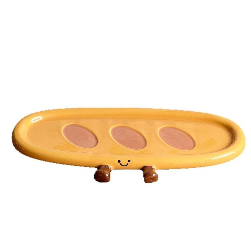 Hand Painted Cake Tray 3D Baguette Snack Plate Unique Breakfast Plate  Home