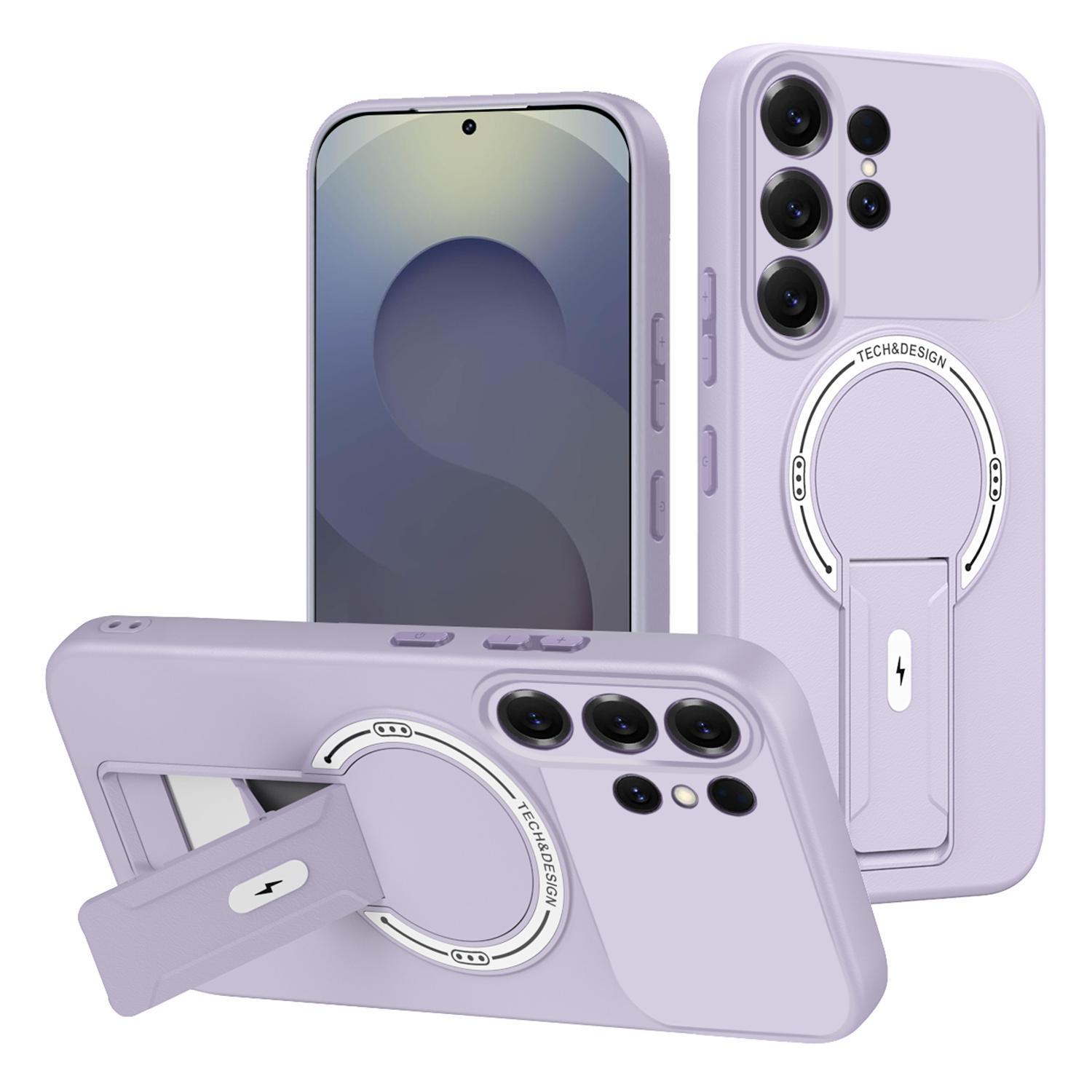 

For Samsung Galaxy S26 Ultra Case Skin Touch Kickstand PC + TPU Phone Cover Support Magnetic Car Mount