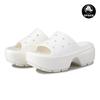 CrocS Women S Stomp Chunky Heel Tall Slide SlipperS SandalS Chalk 209346 0wv