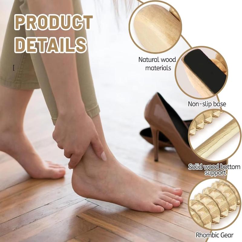 Wooden Foot Massager Roller: Grooved Design for Plantar Fasciitis, Improved Circulation, Pain Relief, and Muscle Tension Reducti