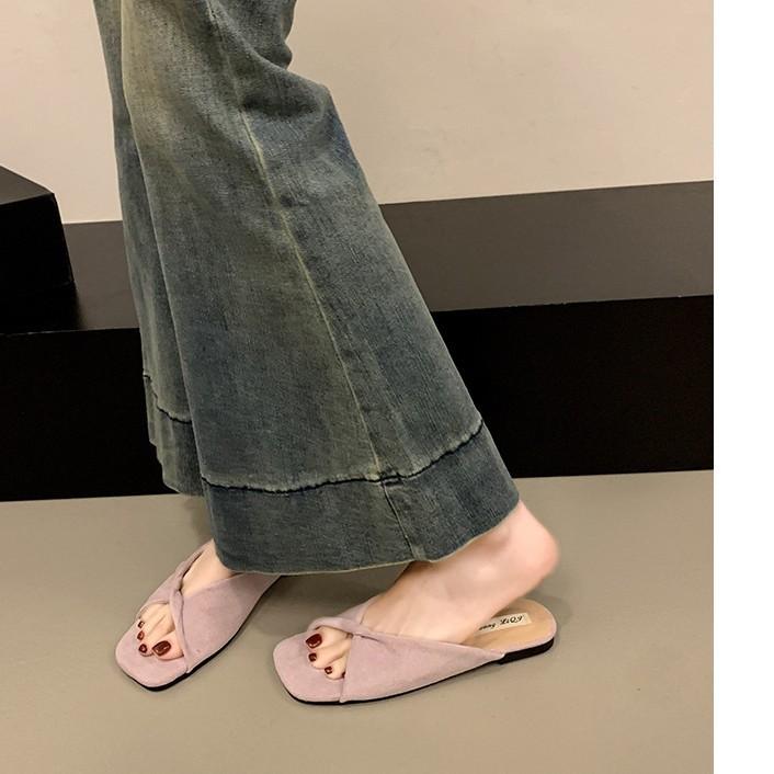 Schöne coole Hausschuhe Damen Oberbekleidung Sommer neue Mode vielseitig ein Pedal weiche Sohle Strandmopp