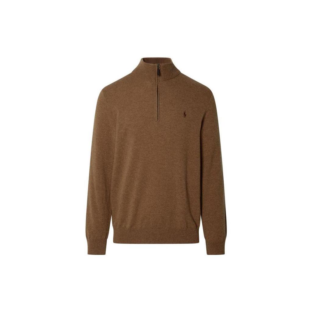 Polo Ralph Lauren Solid Color Mock Neck Fitted Long Sleeve Sweater Men sweater Brown 710876756-013
