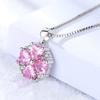 925 Silver Fashion Temperament Zircon Lucky Heart Pink Diamond Zircon Necklace