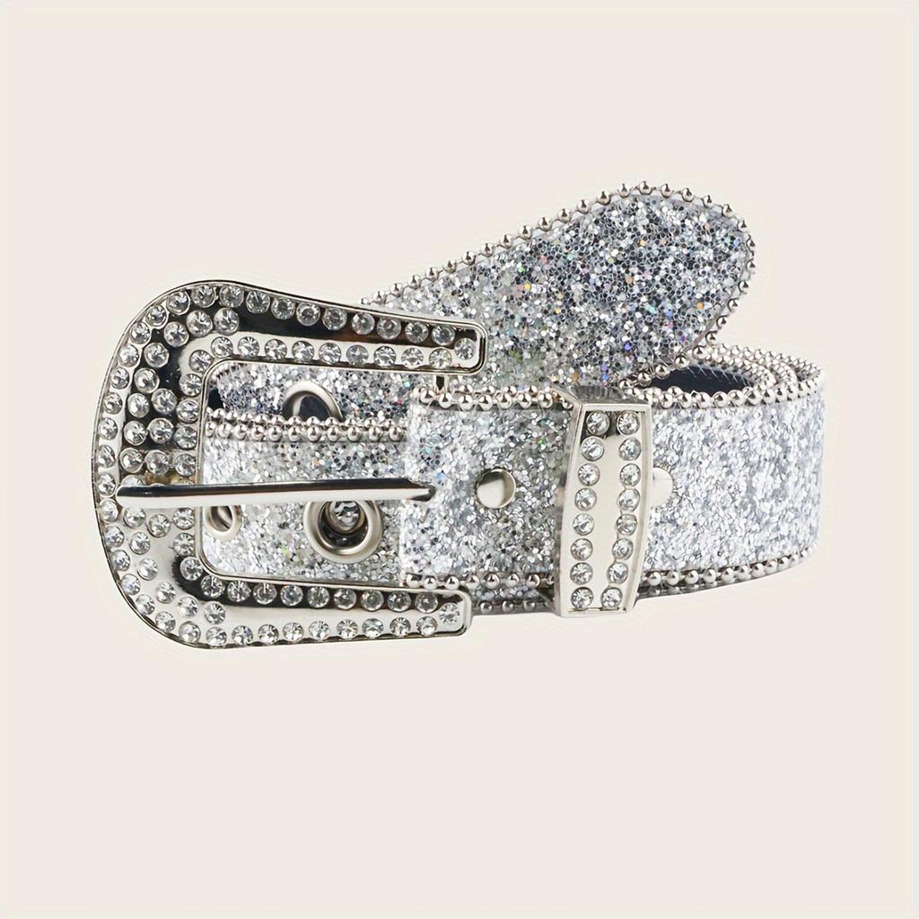 Adult Full Sequins Waist Belt Street Culture Enthusiasts Waist Belt Fashion Rock Fans Rhinestone Buckle Waist Belt