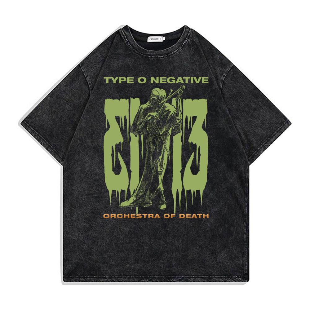 Washed Vintage Rock Band Type O Negative Rip Peter Steele Tribute T Shirt Male Casual Oversized Tshirt Mens Rocker Streetwear