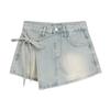 Spicy Girl High-Waisted Lace-Up A-Line Denim Shorts Skirt - Trendy & Versatile for Women