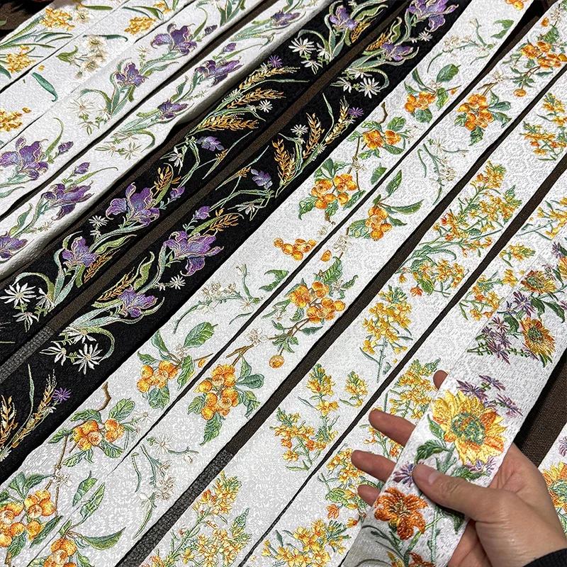 50cm Chinese Style Embroidered Lace Trim Fabric Collar Decoration for Hanfu Ancient Costume Skirt DIY Sewing Accessories