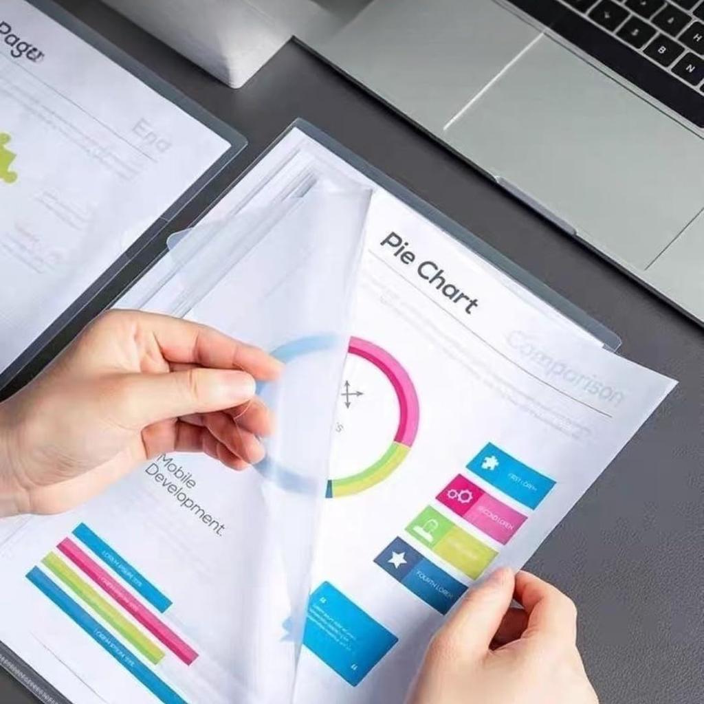 L-Type Plastic Folder Safe Project Pockets Transparent Clear Document Folder 12pcs for A4 paperPlastic Paper Jacket Sleeves In Assorted Project