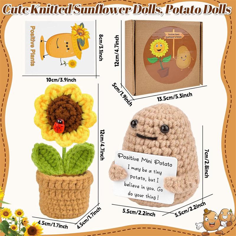 Positive Emotional Support Potato Sunflower Pot Easter Gifts Cheer Up Crochet Sunflower Gifts GZW