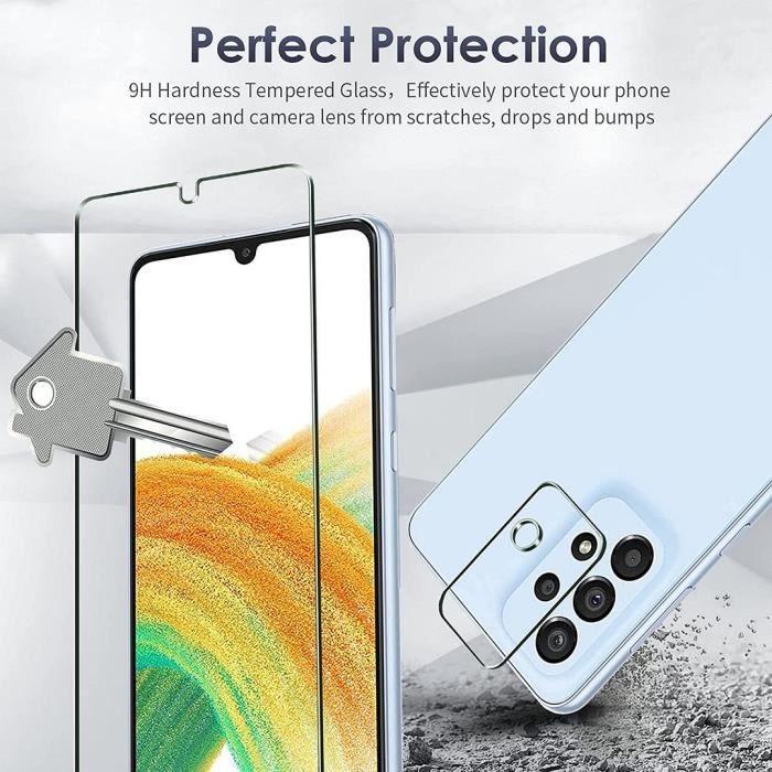 Coque de protection - BOOLING - pour Samsung Galaxy A33 5G - TPU Noir - 2 Verres Trempés - 2 Protections Objectif Arrière