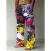 Men's 3D Geometric Pattern Printed Baggy Casual Trousers,  Elastic Drawstring Waist with Pockets, for Spring Summer Home Outdoor Vacation