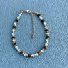 Tiger Eye & Mother-of-Pearl Beaded Choker Necklace for Women - Elegant Clavicle Chain with a Sweet & Cool High-End Style.