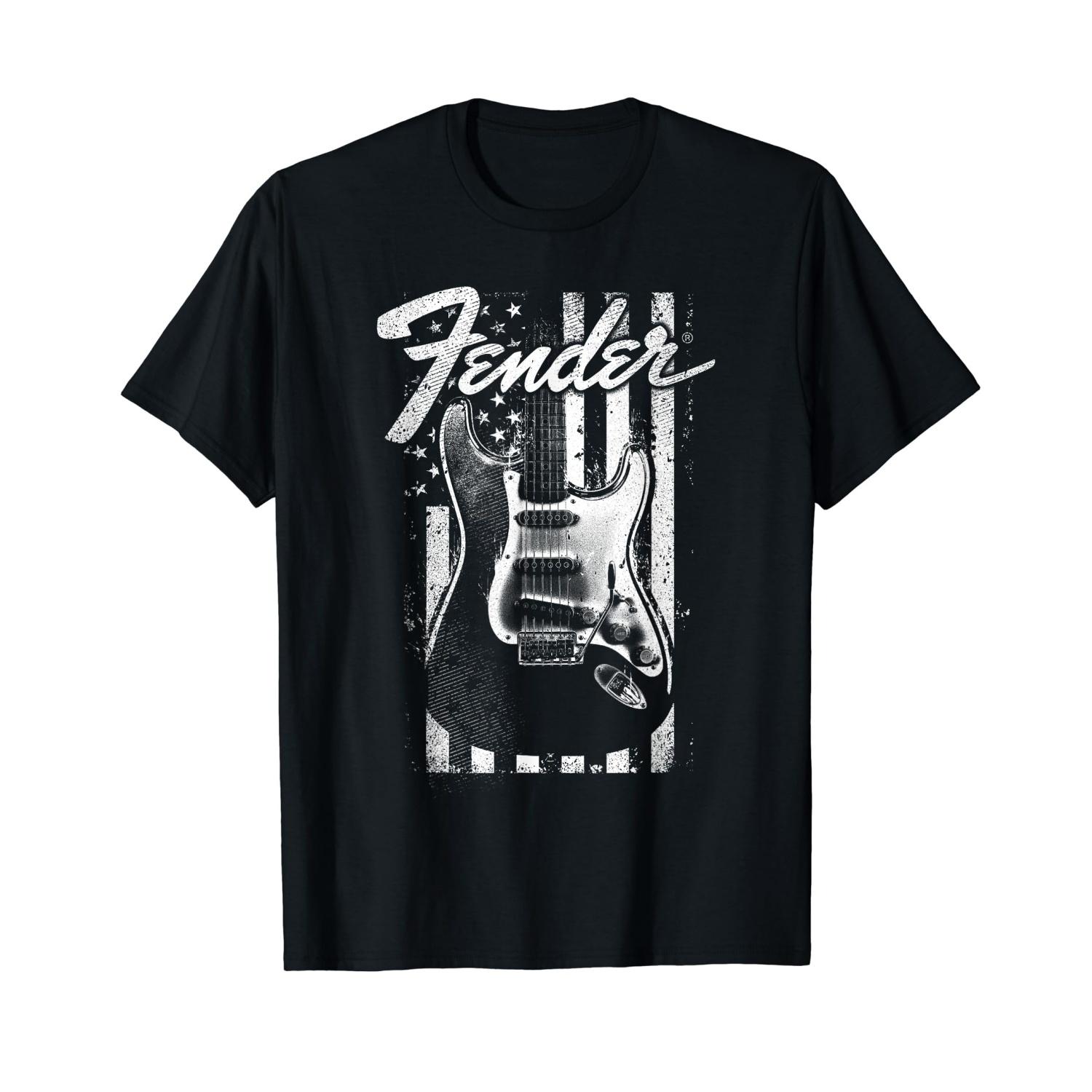 Футболка с изображением гитары Fender и задником в виде американского флага S