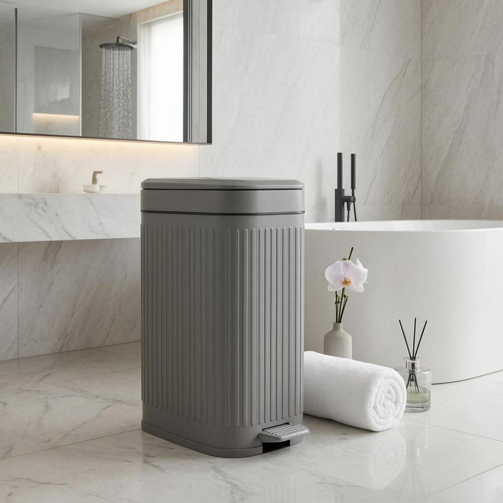 Step Pedal Trash Can Lift-Top Slim Bathroom PP Plastic