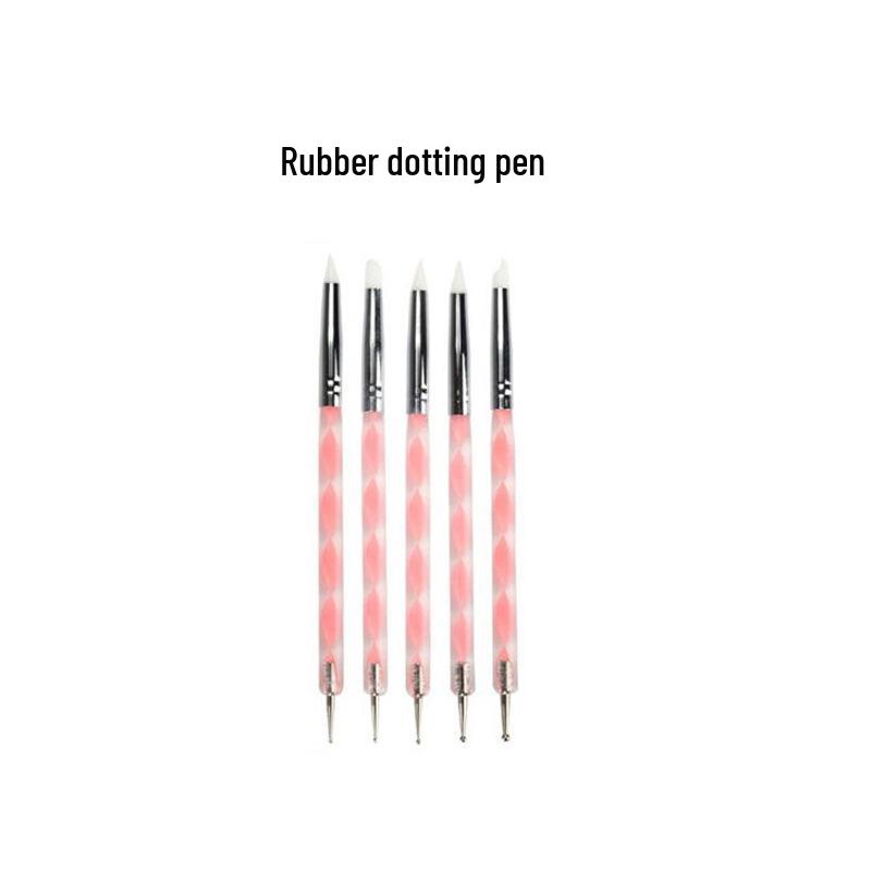 

5-Piece Silicone Nail Art & Clay Dotting Pen Set - Double-Ended Tool for Scoring, Embossing & Shaping