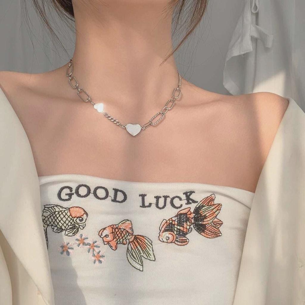 Spice Girls Sweet Cool Cosmic Opal Artificial Pearl Necklace Female Tide Double Layer Stacked Wearing Love Hip Hop Collarbone Chain