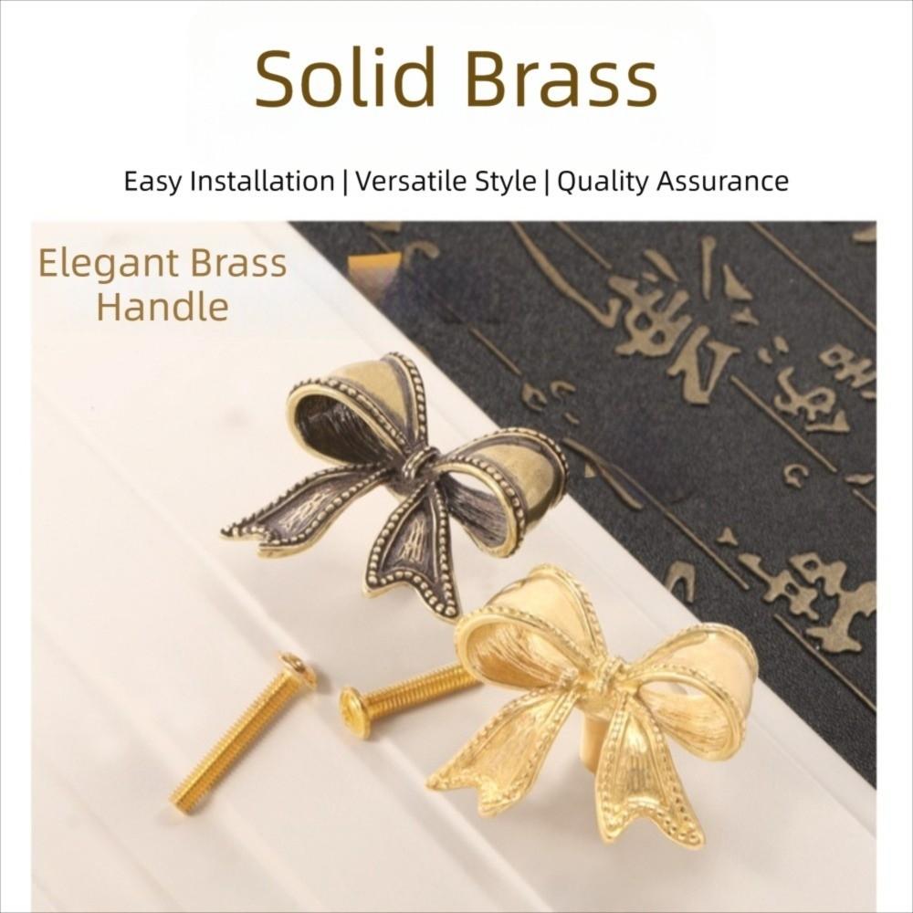 Retro Bow Tie Brass Handle Wardrobe Drawer Gold Cabinet Pulls Copper Handles For Furniture Cupboard Handles Home Decor