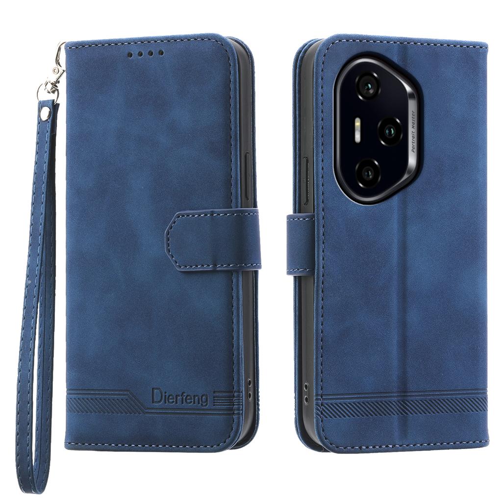 DIERFENG DF-03 For Honor 300 Pro/300 Ultra Leather Case Lines Imprint Wallet Phone Cover