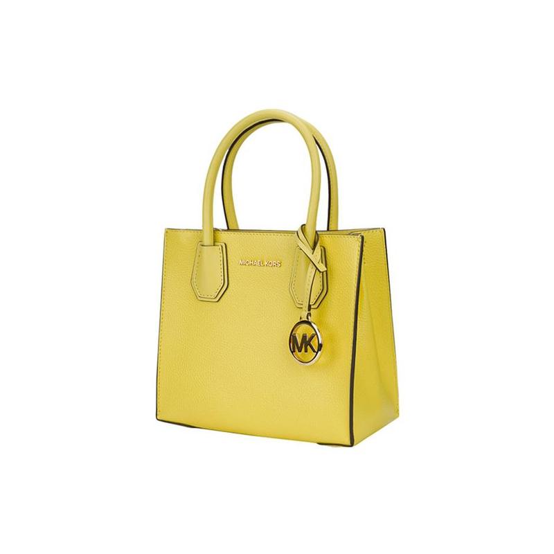 MICHAEL KORS Mercer Solid Color Letter Logo Retro Pebbled Cowhide Accordion Bag Shoulder Crossbody Handbag Medium Women's Yellow