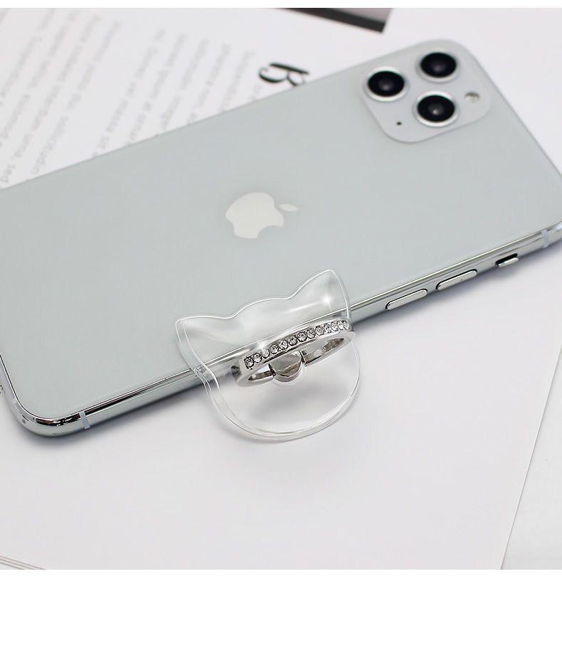 Diamond-Studded Transparent Phone Ring & Stand Holder