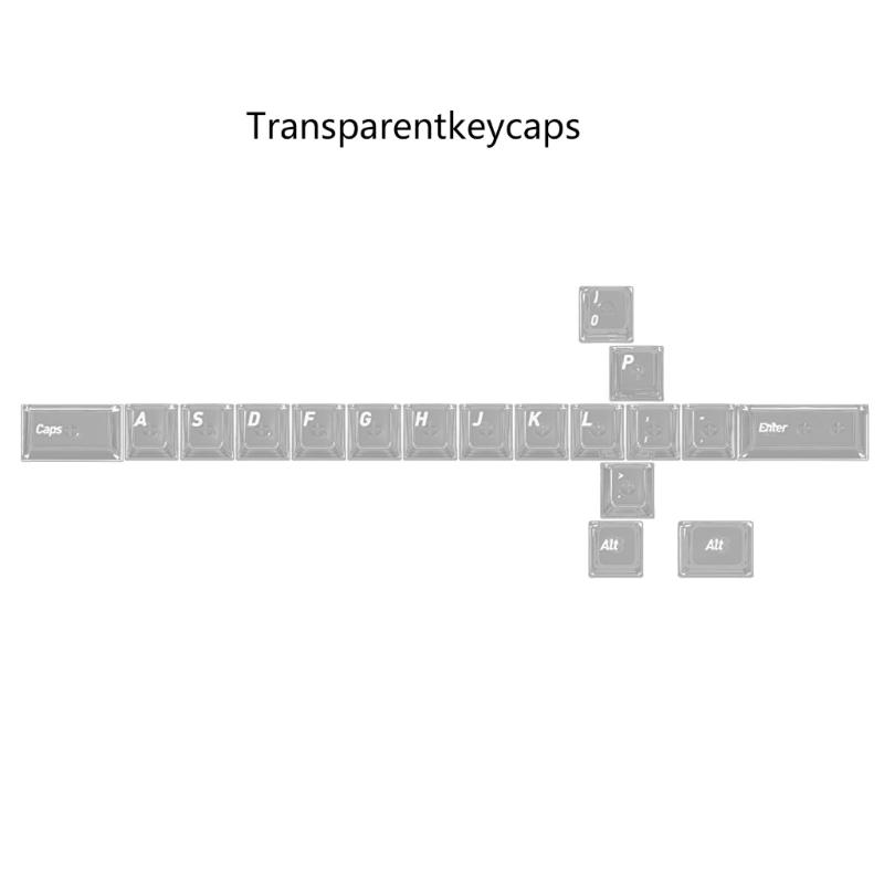 PC Material Transparents Keycaps with Crystal Jelly Swords Pattern 18Key Set Original Height for Long Use in Low Light